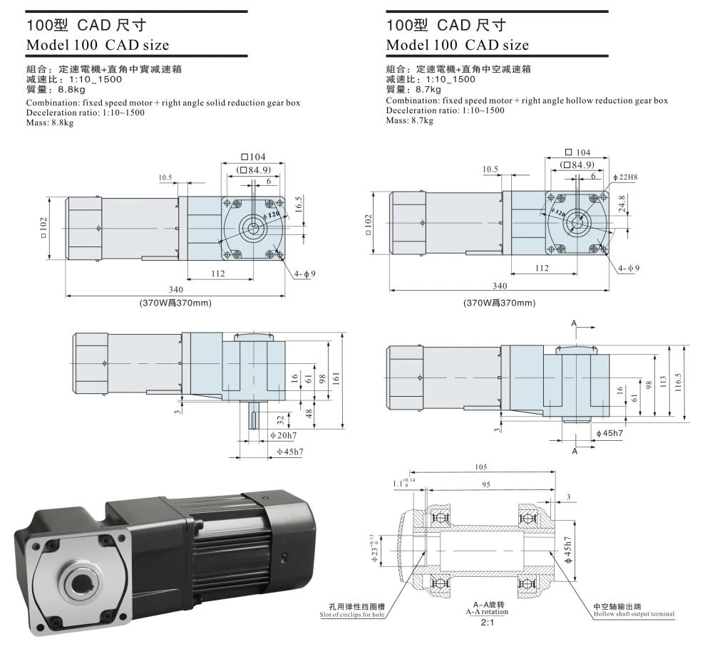 right angle reducer motors
